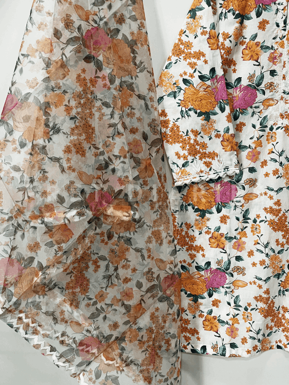 White Digital Printed 3 pc - 54313