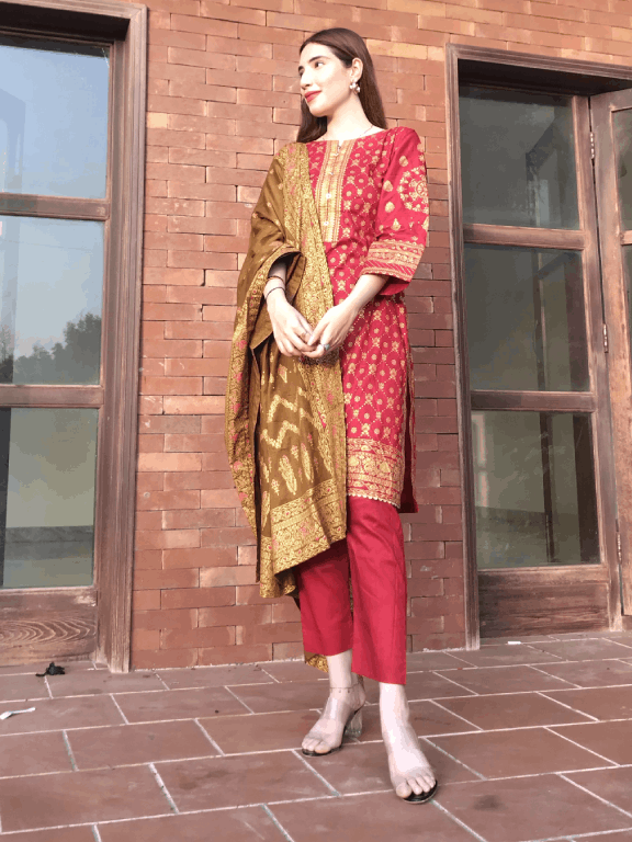 Maroon Printed 3 pc  - 54225