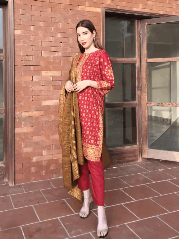 Maroon Printed 3 pc  - 54225