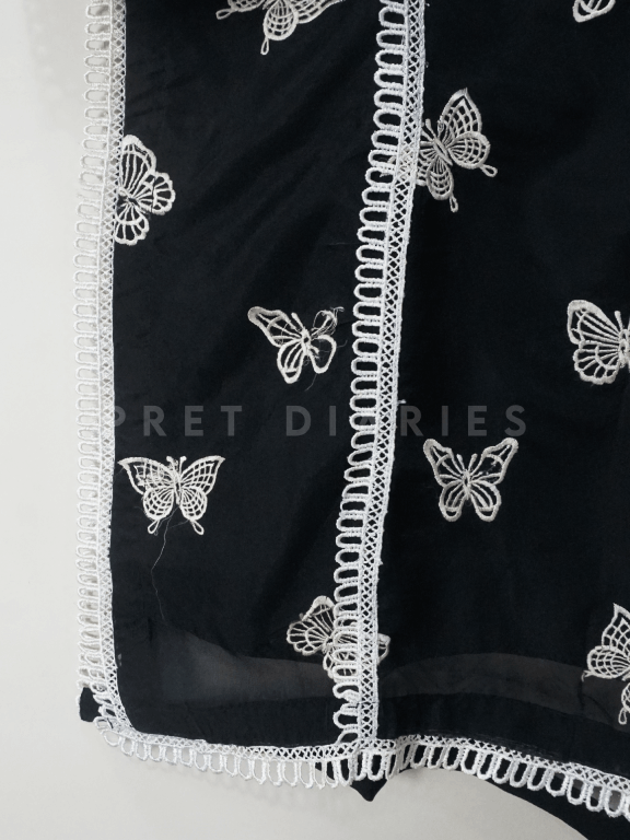 Black Organza Kurta - 54334