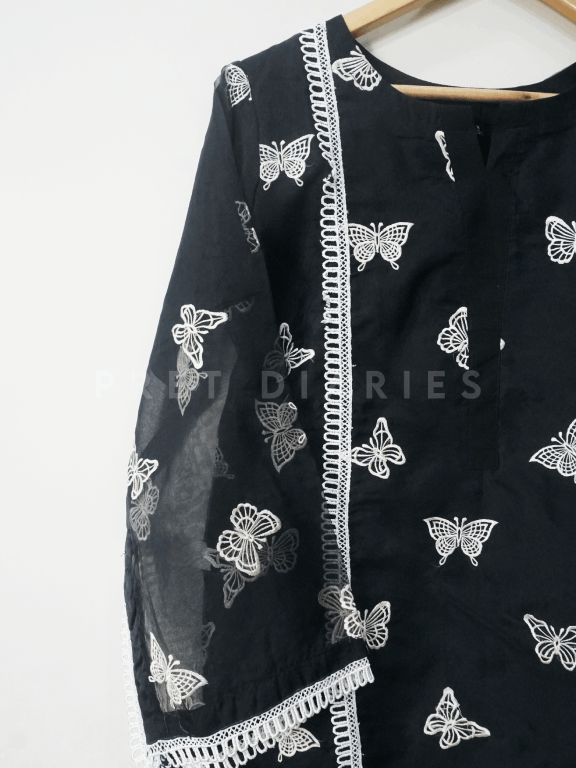 Black Organza Kurta - 54334