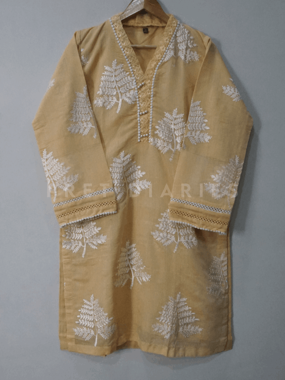 Yellow Embroidered Kurta - 54335