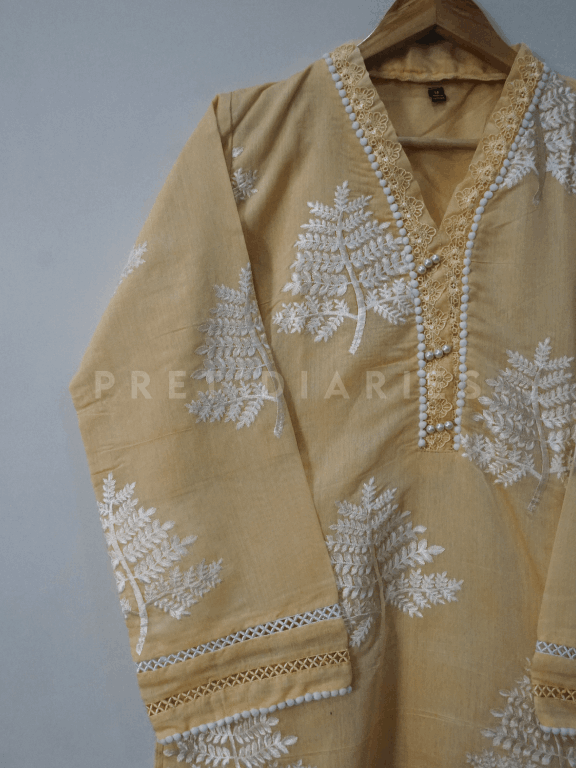Yellow Embroidered Kurta - 54335