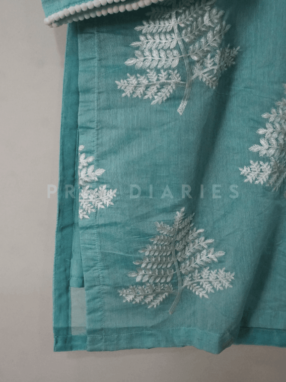 Green Embroidered Kurta - 54335
