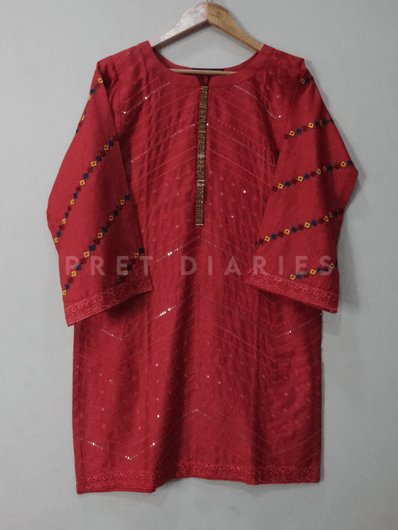 Pink Embroidered Kurta - 54341