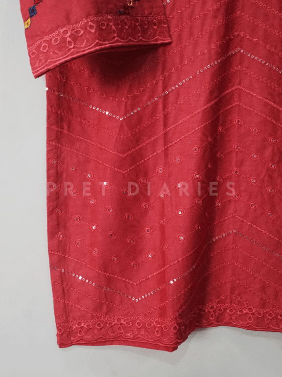 Pink Embroidered Kurta - 54341