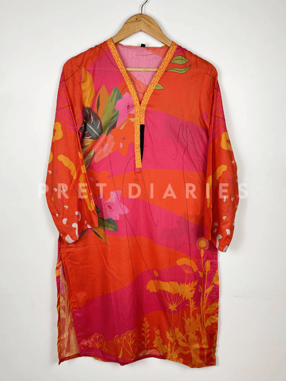 Orange Digital Printed Kurta  - 54207