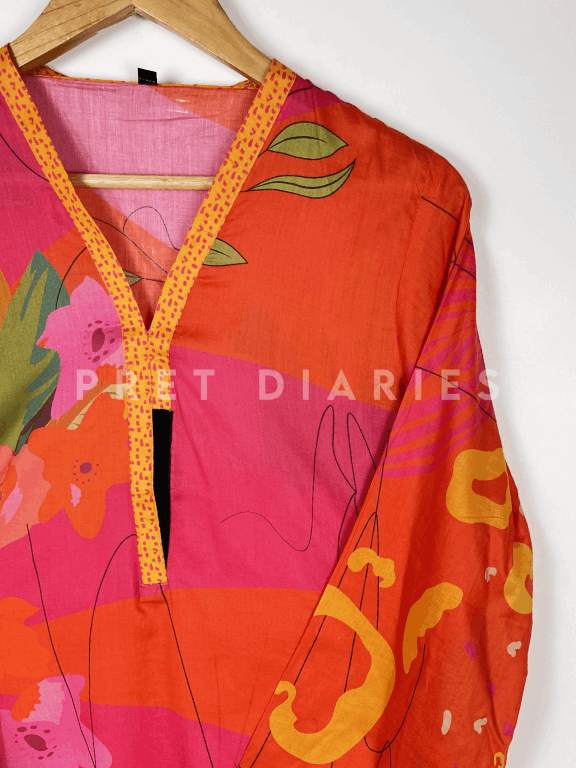 Orange Digital Printed Kurta  - 54207