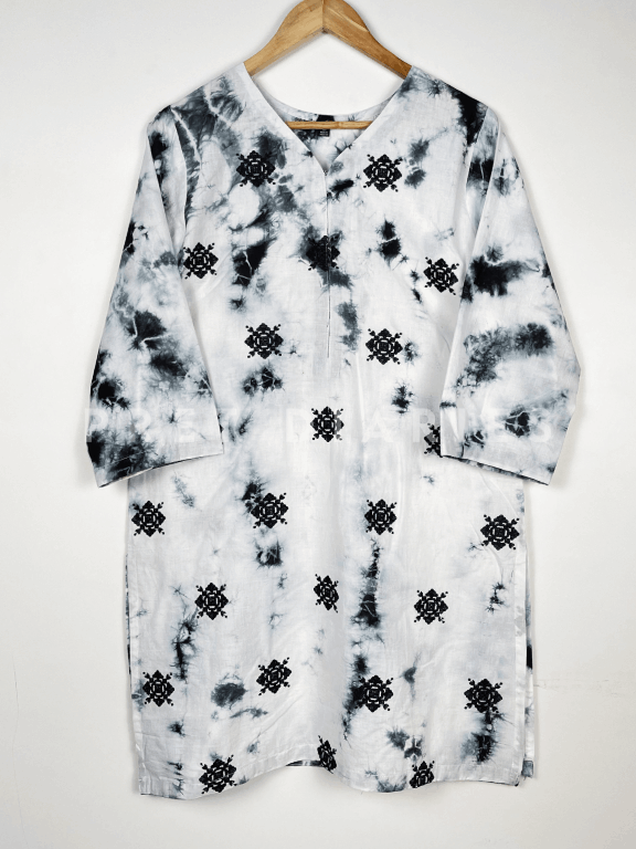 White Tye and Dye Kurta  - 54205