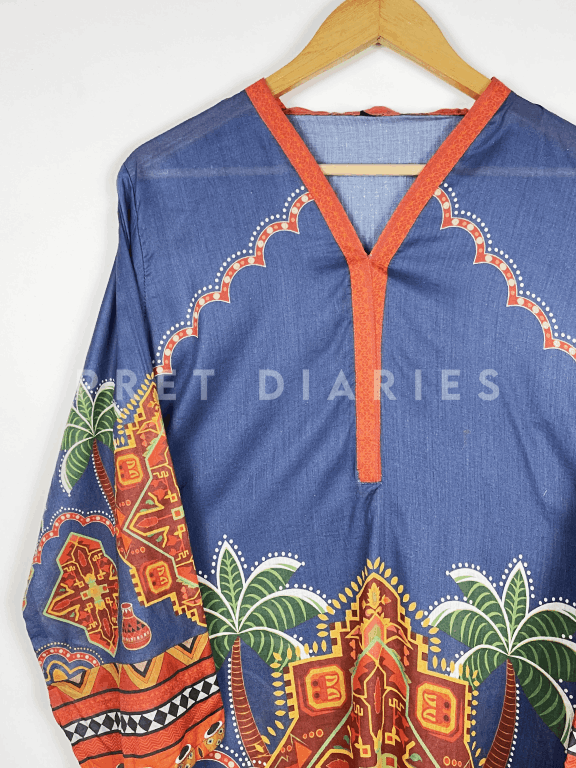 Blue Digital Printed Kurta  - 54203