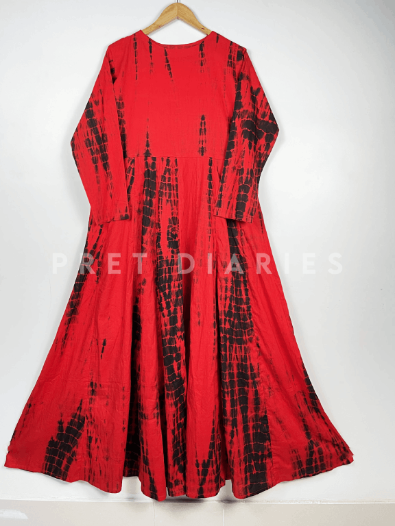 Red Tye and Dye Long Frock  - 54202