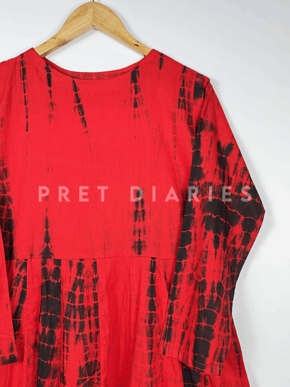 Red Tye and Dye Long Frock  - 54202