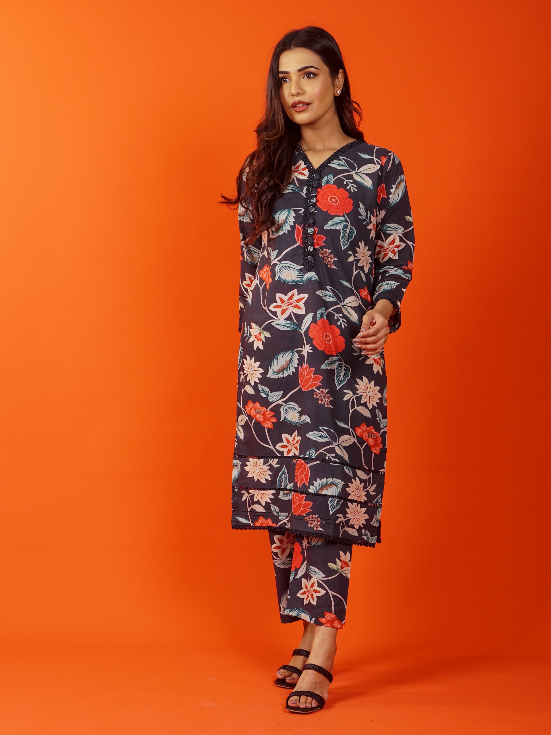 Black Digital Printed 2 pc - 54892