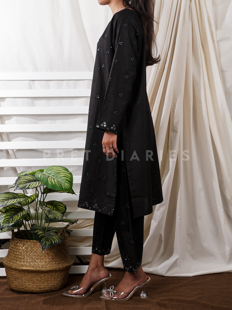 Black Embroidered 2 pc - 54756