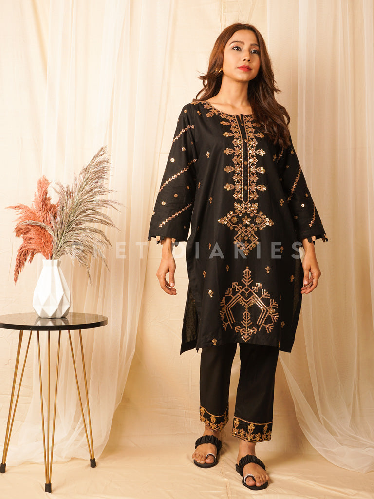 Black Embroidered 2 pc - 54476