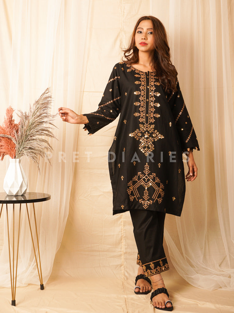 Black Embroidered 2 pc - 54476