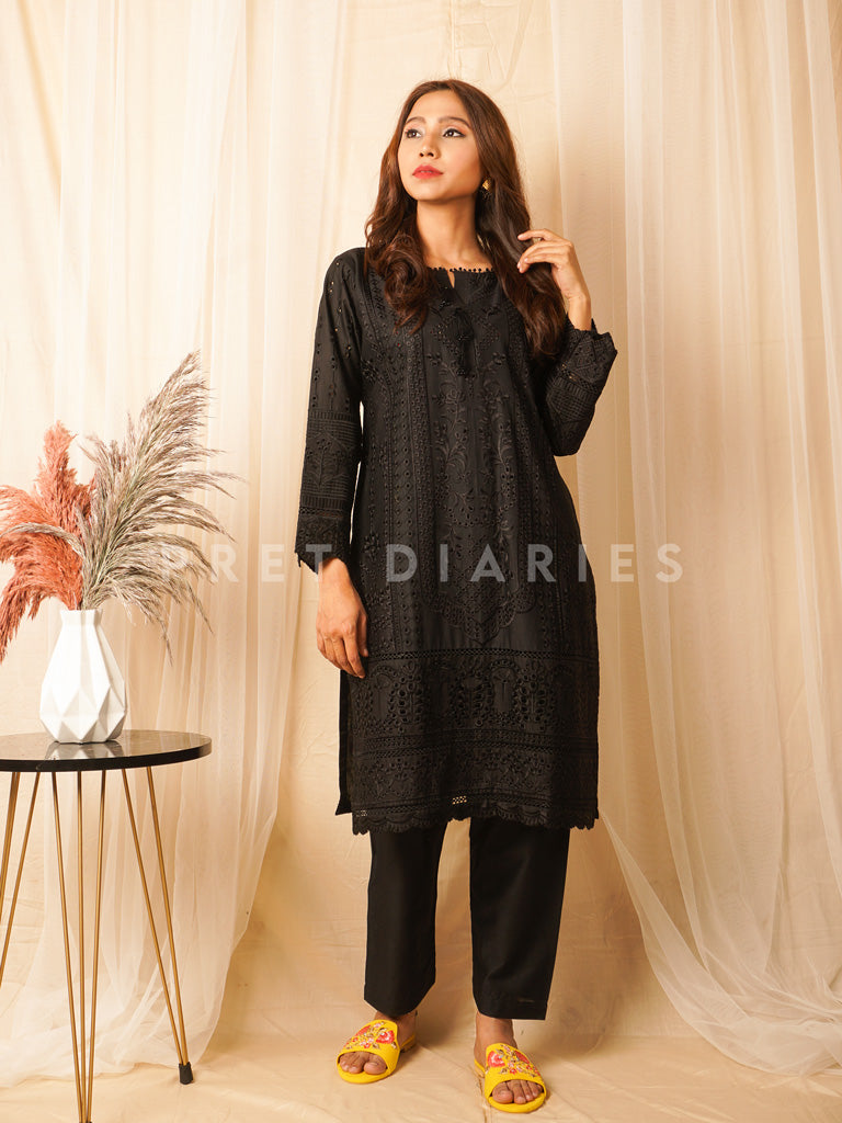 Black Embroidered 2 pc - 54477