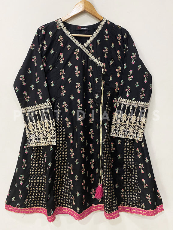 Black Printed Frock - 52948