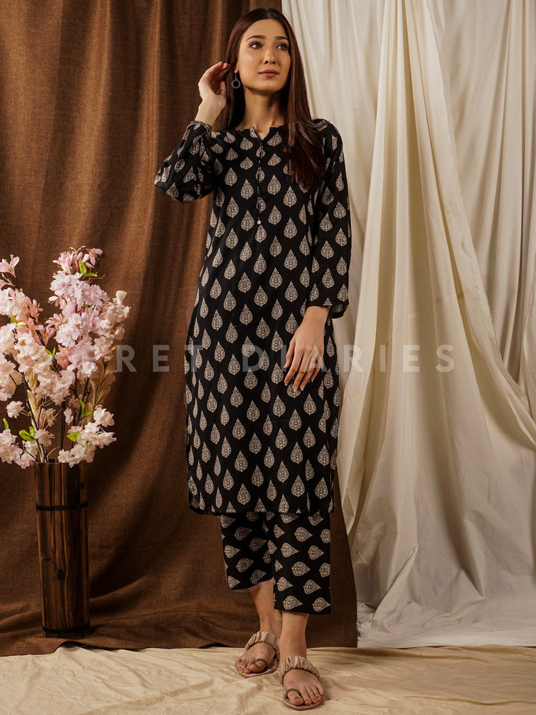 Black Printed 2 pc - 54675
