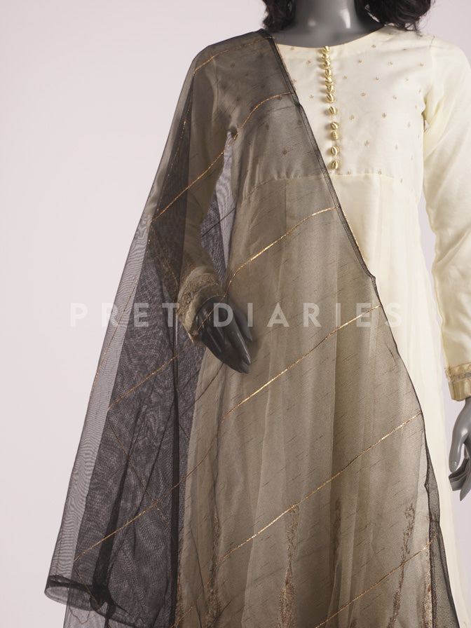 Black Banarsi Dupatta - 54428