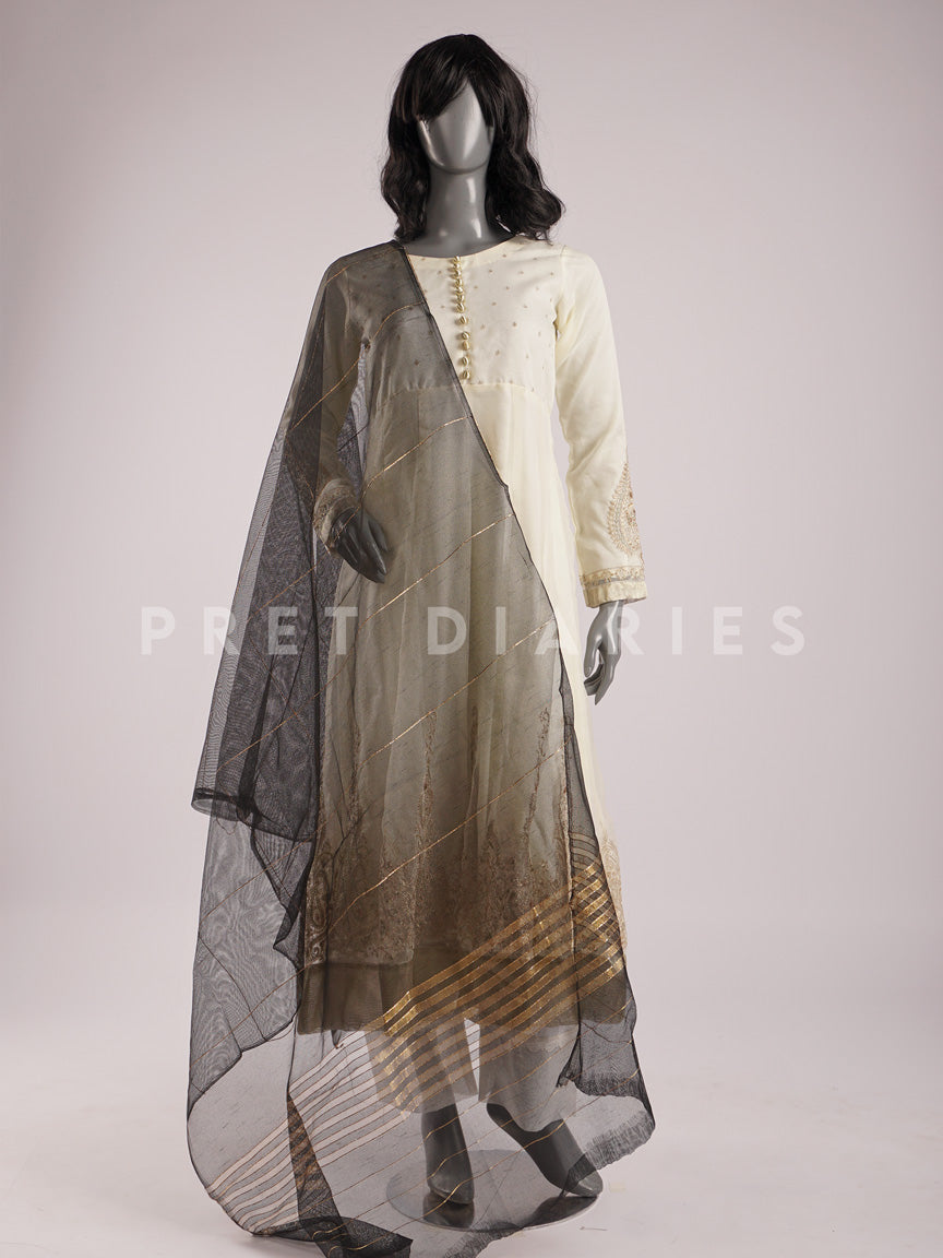 Black Banarsi Dupatta - 54428