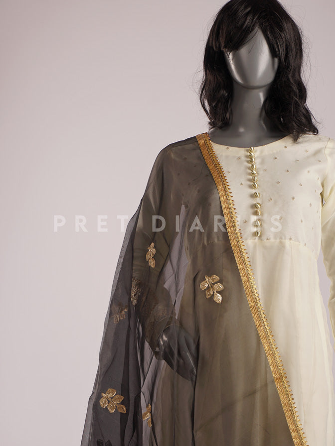 Black Gotta Work Dupatta - 54406