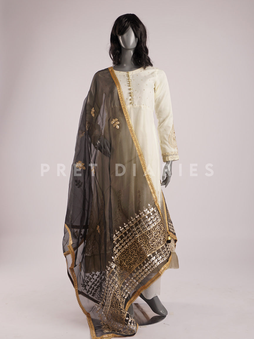 Black Gotta Work Dupatta - 54406