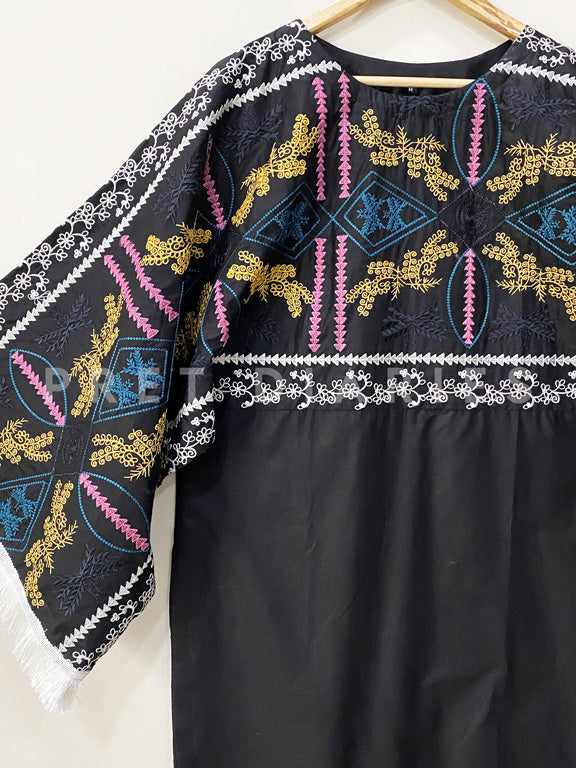 Black Embroidered Fusion Kurta - 53102
