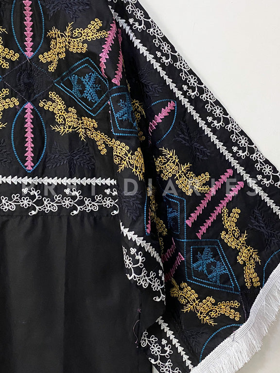 Black Embroidered Fusion Kurta - 53102