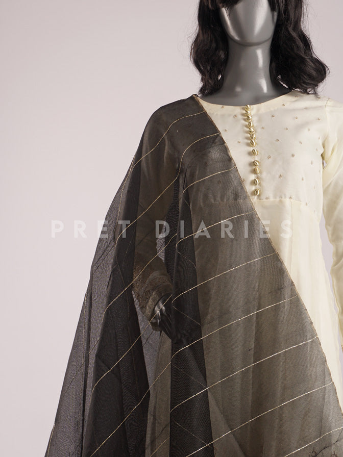 Black Banarsi Dupatta - 54427