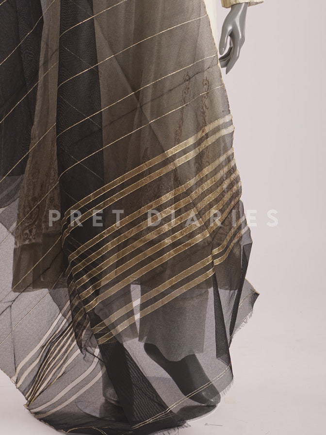 Black Banarsi Dupatta - 54427