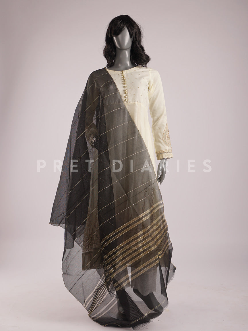 Black Banarsi Dupatta - 54427