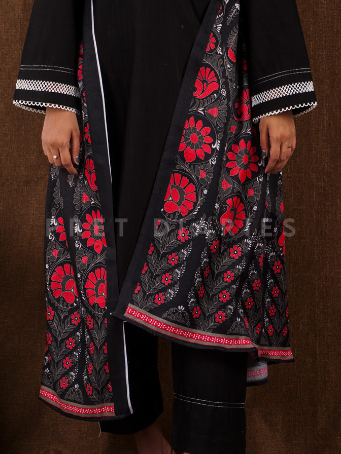 Black Khaddar 3 pc - 54814