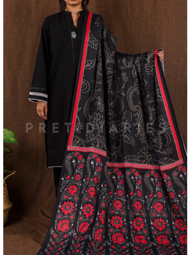 Black Khaddar 3 pc - 54814