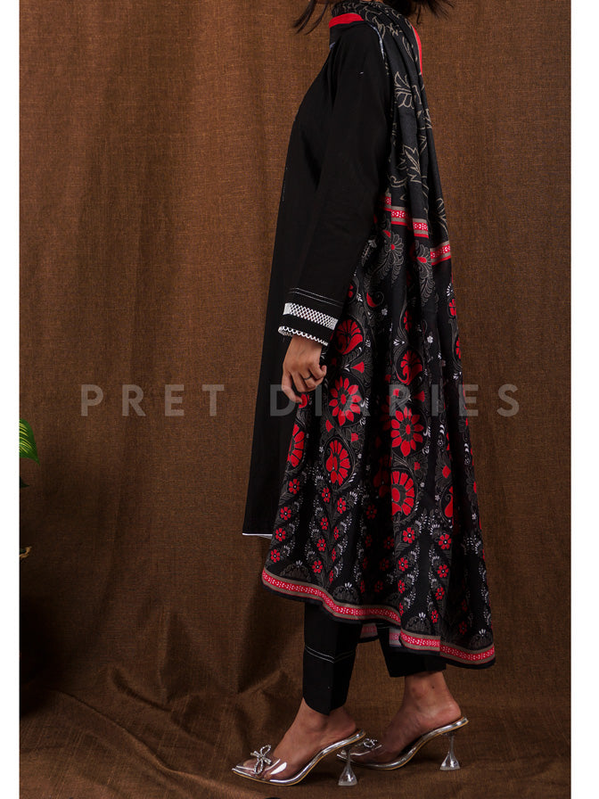 Black Khaddar 3 pc - 54814