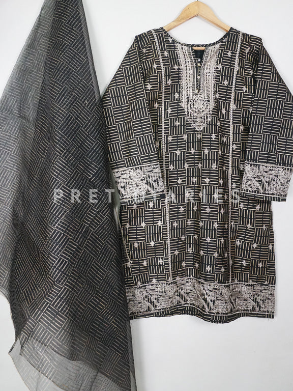 Black Khaddar 3 pc - 54360