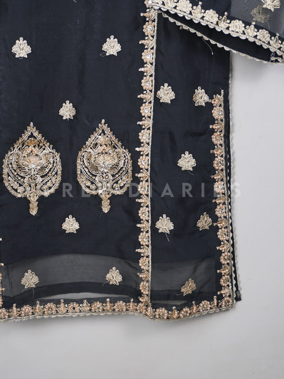 Black Organza Kurta - 54450