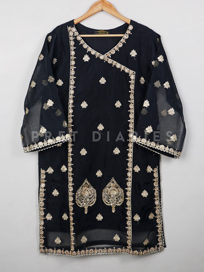 Black Organza Kurta - 54450