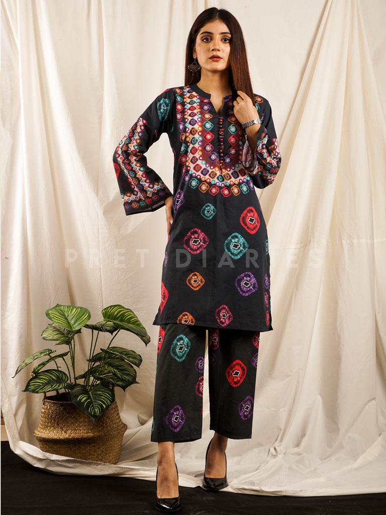 Black Digital Printed 2 pc - 54701