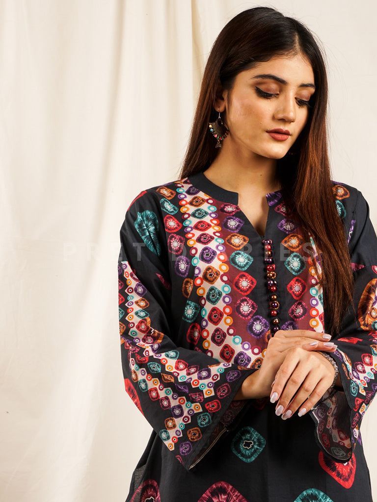 Black Digital Printed 2 pc - 54701