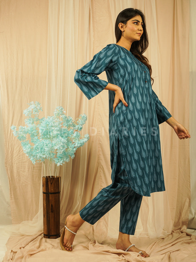 Blue Lawn Printed 2 pc - 54636