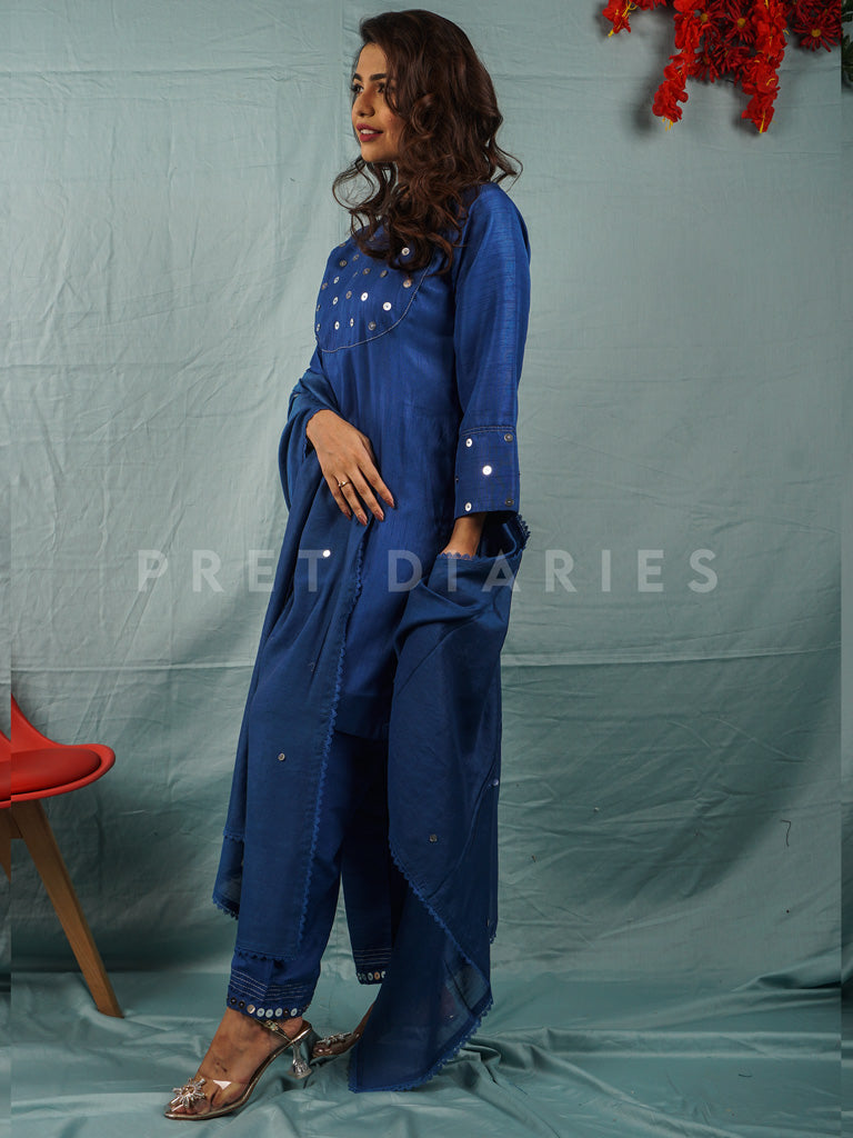 Blue Raw Silk 3 pc - 54613