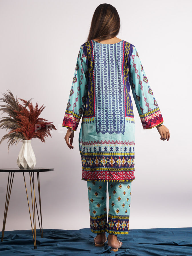 Blue Lawn Printed 2 pc - 54514