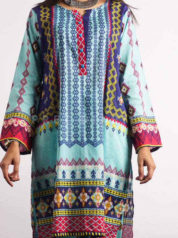 Blue Lawn Printed 2 pc - 54514