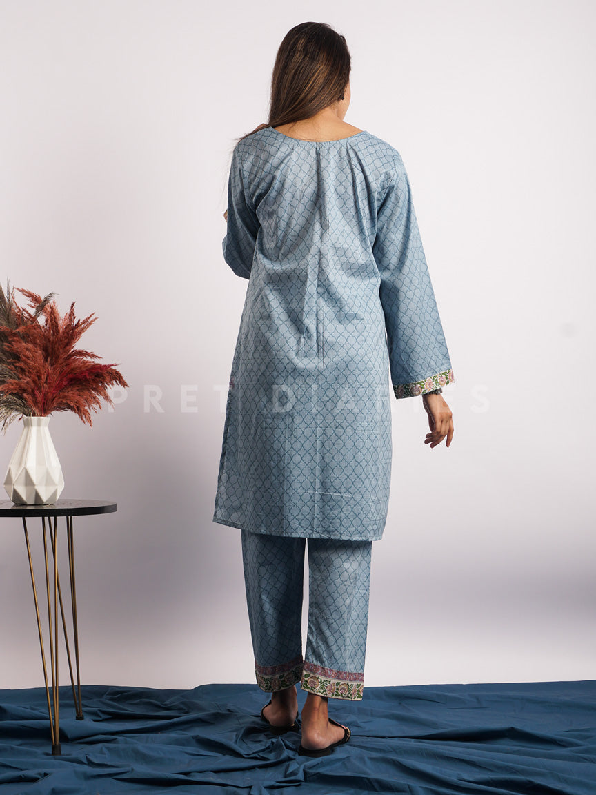 Blue Lawn Printed 2 pc - 54515