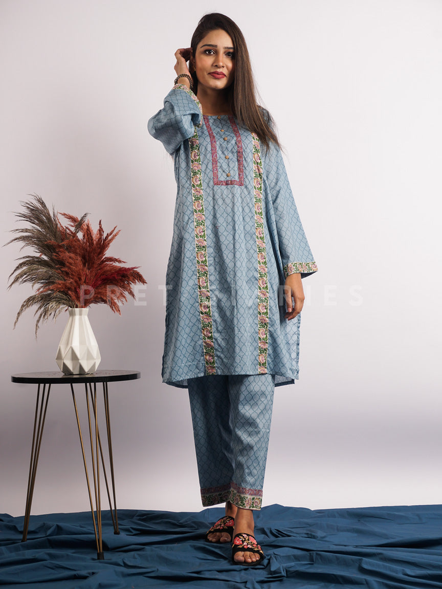 Blue Lawn Printed 2 pc - 54515