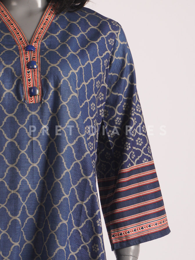 Blue Khaddar Kurta - 54438