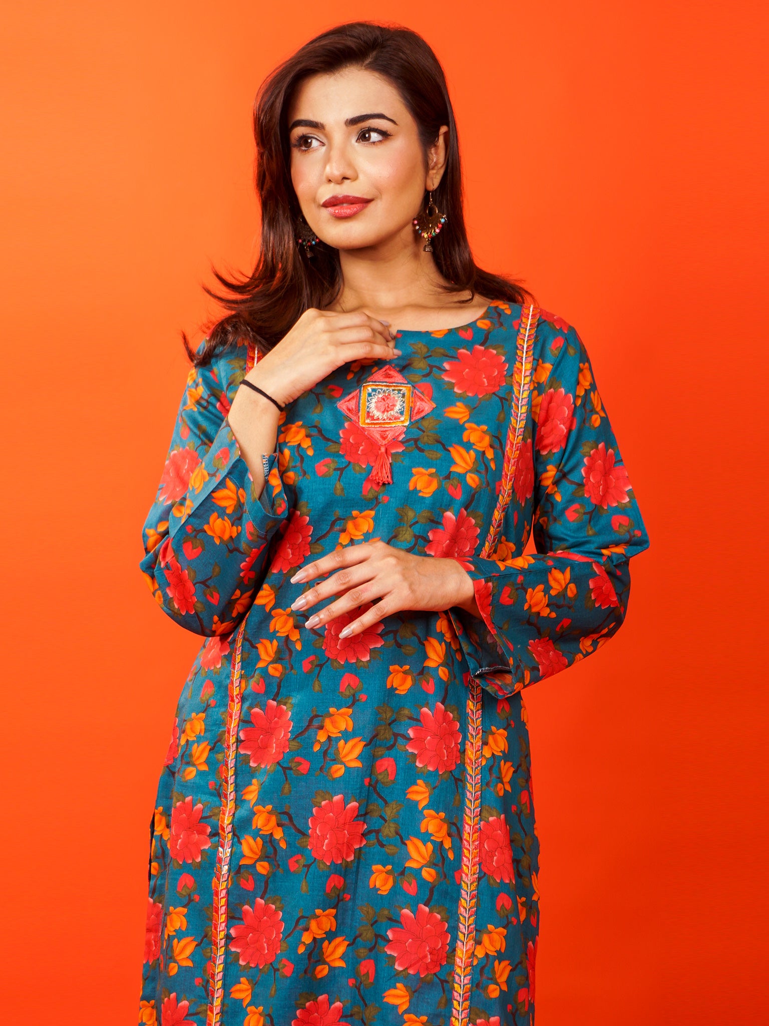 Blue Digital Printed Embroidered 2 pc - 54804