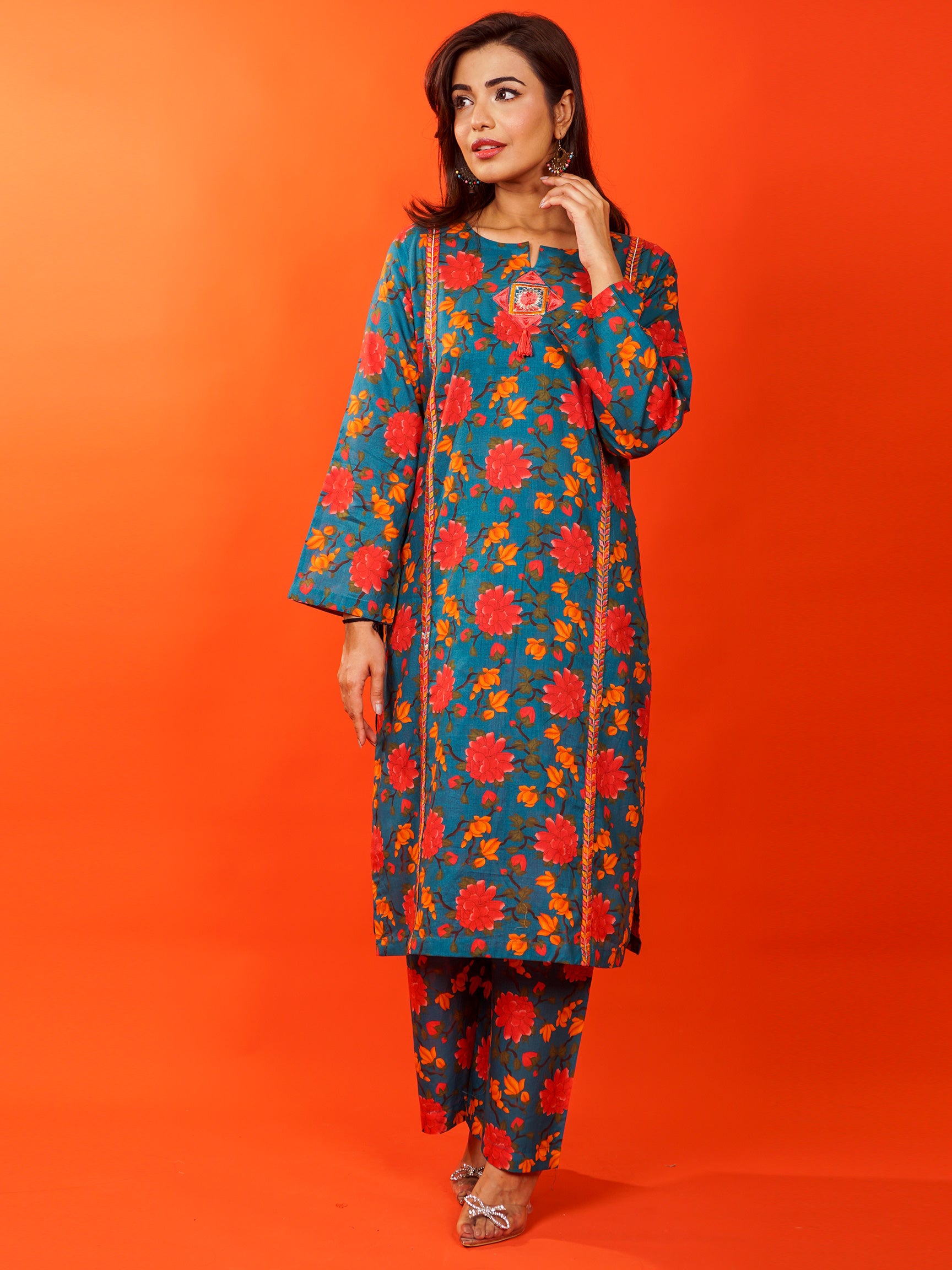 Blue Digital Printed Embroidered 2 pc - 54804