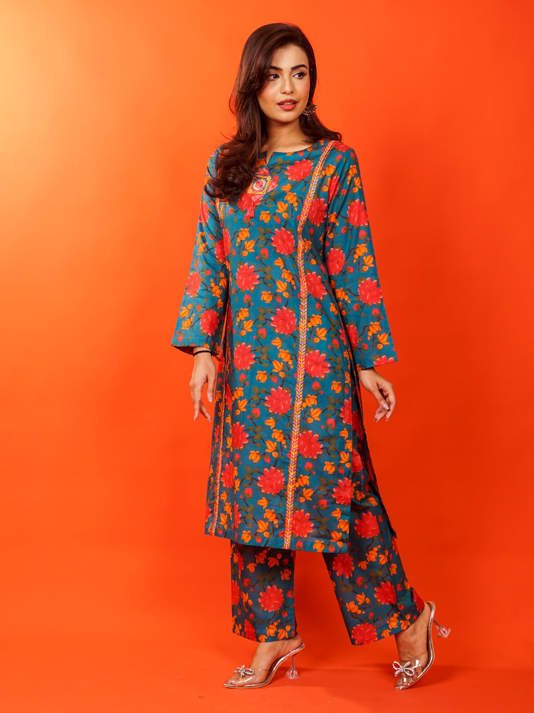 Blue Digital Printed Embroidered 2 pc - 54804